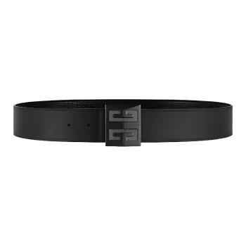 GIVENCHY Logo Emblem Smooth Buckle Leather Belts Men's Black 4CM