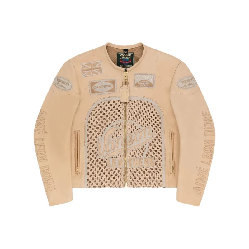 AIME LEON DORE Vanson Raffia Leather Jacket-0