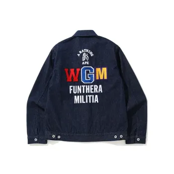 A BATHING APE Shark Series Denim Jackets Men Dark Blue