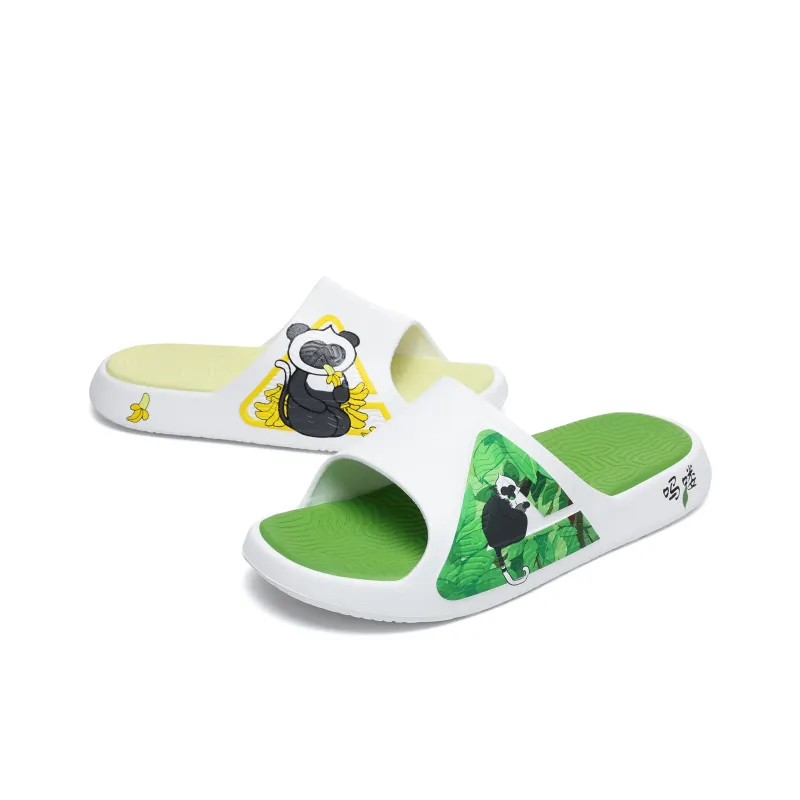 PEAK Attitude 7.0 Slip Resistant Cushioning Slide Slippers Unisex Yellow Green Mismatched-1