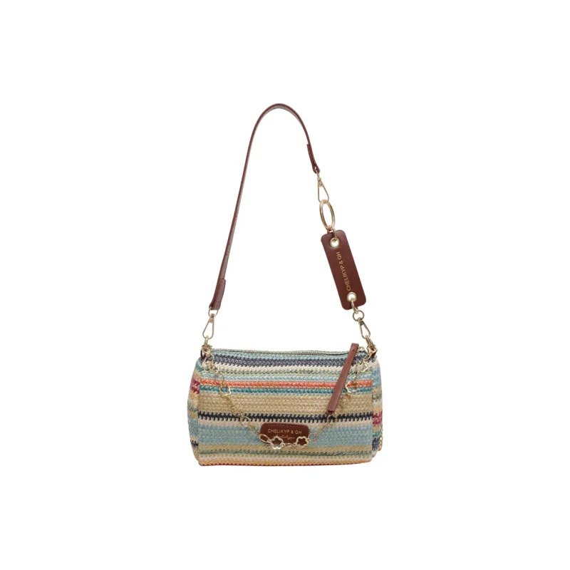 Yalu Straw Woven Pillow Bag, Crossbody Bag, Shoulder Bag Trumpets Women's Multicolor-15