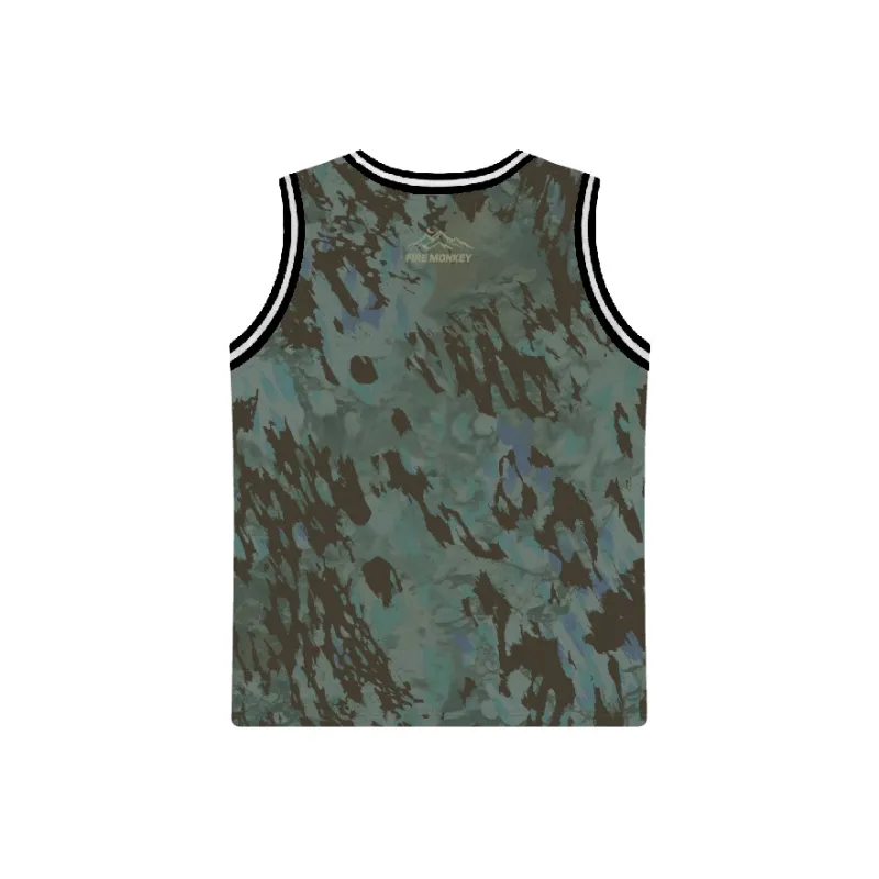 FireMonkey Basketball Jersey Unisex Dark Brown green-1