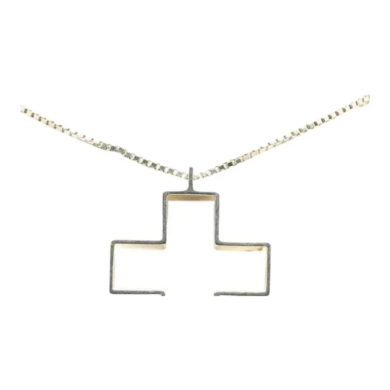 GUCCI 2000 2024 Sterling Silver Open Cross Pendant Necklace-1