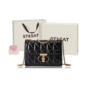 ST&SAT Synthetic Leather Shoulder Bag, Crossbody Bag, Handbag Women's Black/White