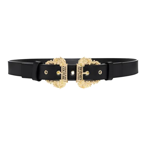 VERSACE Logo Engraved Double-Buckle Belt