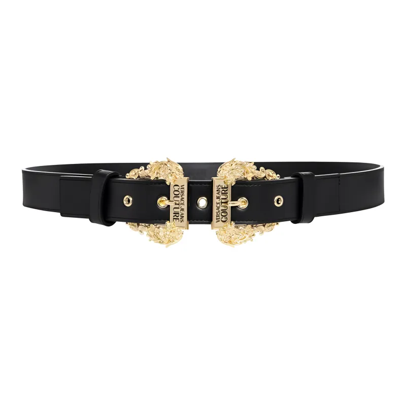 VERSACE Logo Engraved Double-Buckle Belt-0