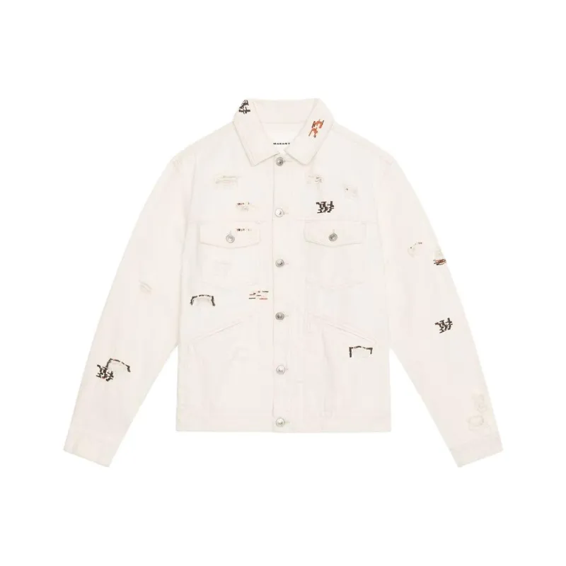 ISABEL MARANT ETOILE Jango Embroidered-detail Denim Jacket-0
