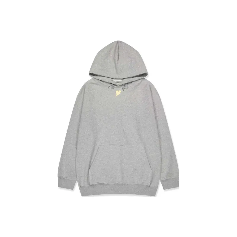 KIMHEKIM Heart Patch Oversized Hoodie Sweatshirt Unisex Grey/Gray-0