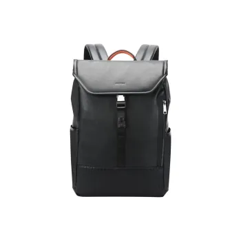 BOPAI Cow Leather Laptop Bag Backpack Men's Black