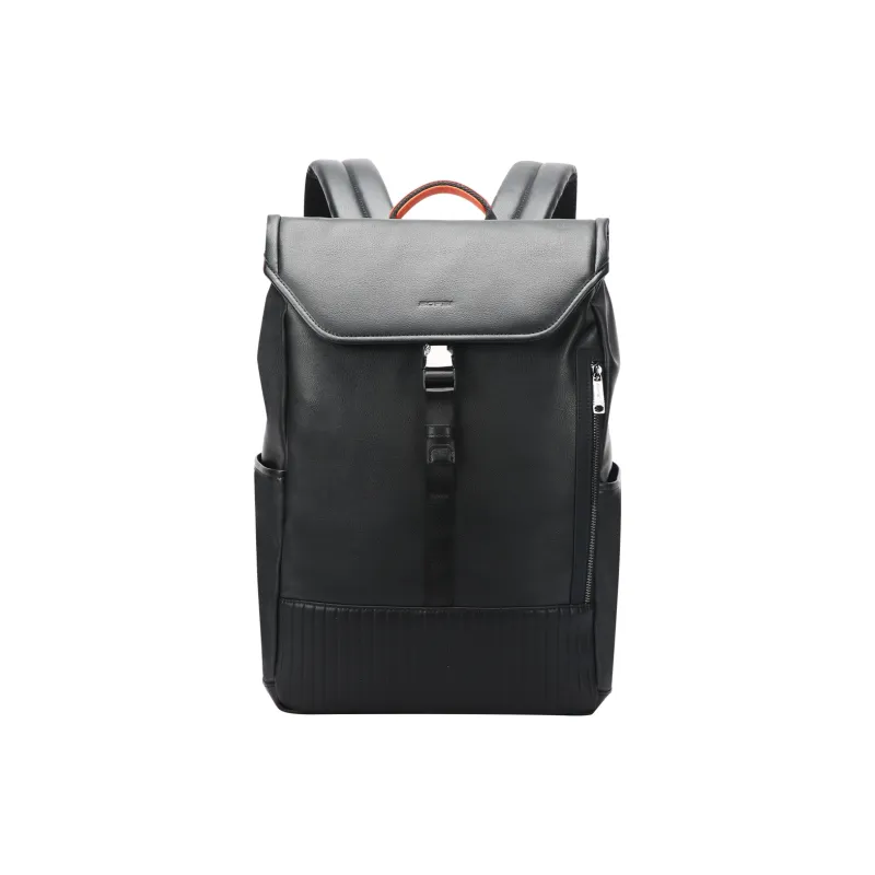 BOPAI Cow Leather Laptop Bag Backpack Men's Black-0
