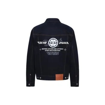 EVISU Denim Jackets Men Navy Blue