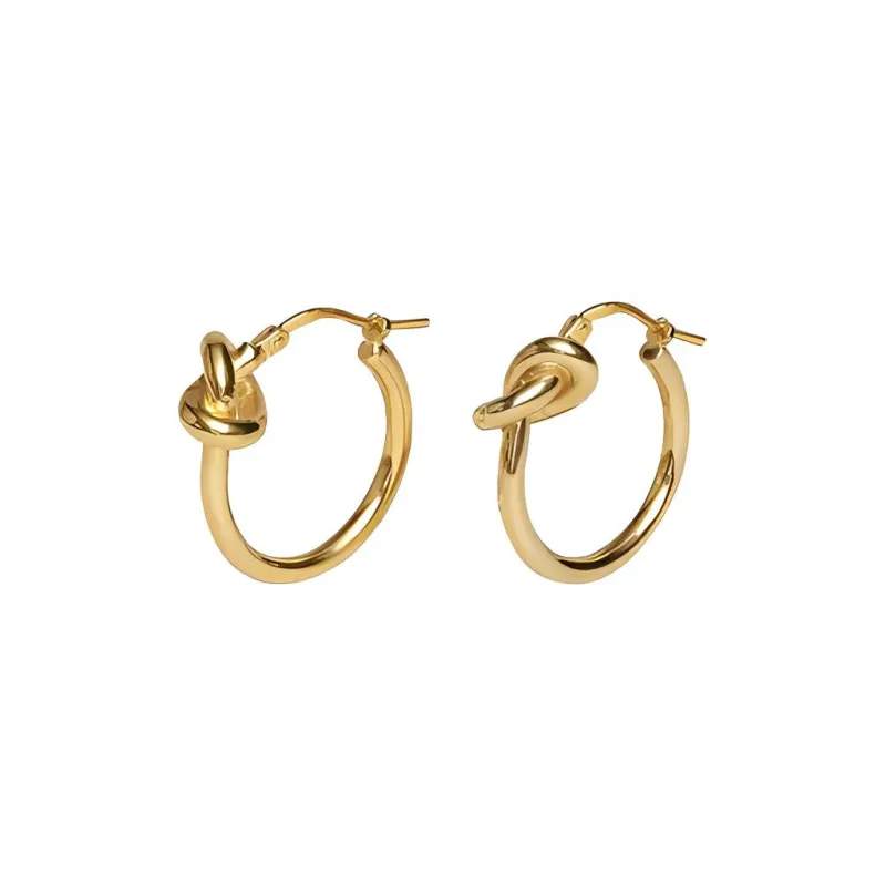 CELINE Knot Small Hoops In Brass With Gold Finish-1