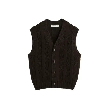 OUR LEGACY V neck Wool Cable knit Vest