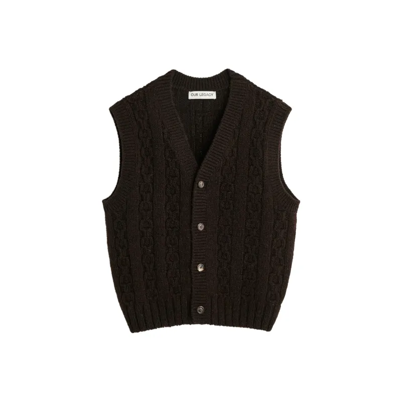OUR LEGACY V-neck Wool Cable-knit Vest-0