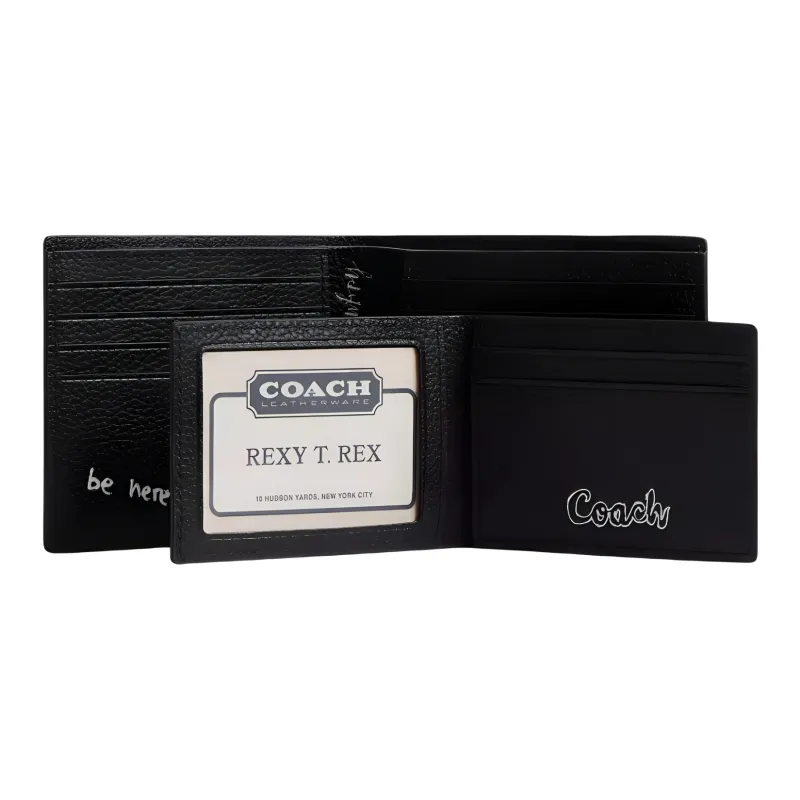 COACH 3 IN 1 Wallet Polished Pebble Leather Wallet Mini Men's Black & Multicolor-3