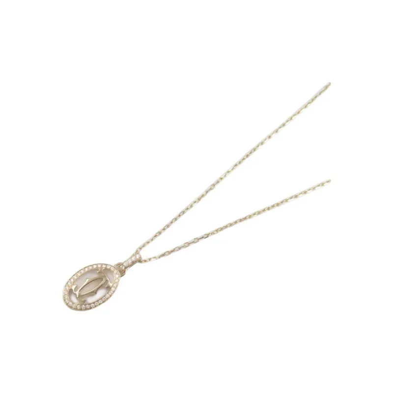 Cartier 2010s Pre owned 18kt Rose Gold Double C Diamond Pendant Necklace-1