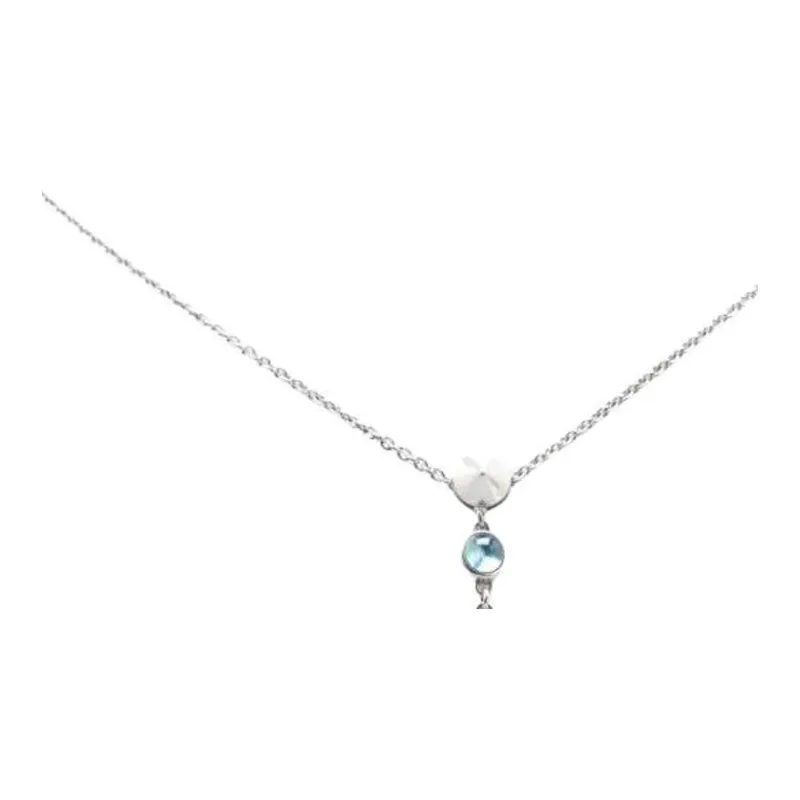 GUCCI 2000 2024 Sterling Silver Heart Topaz Drop Pendant Necklace-1