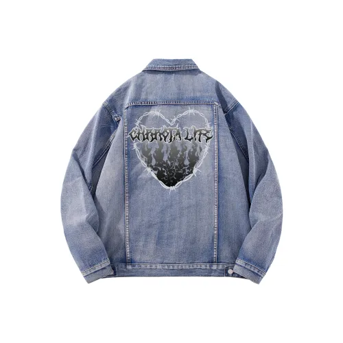 CHRROTA Denim Jackets Unisex Blue