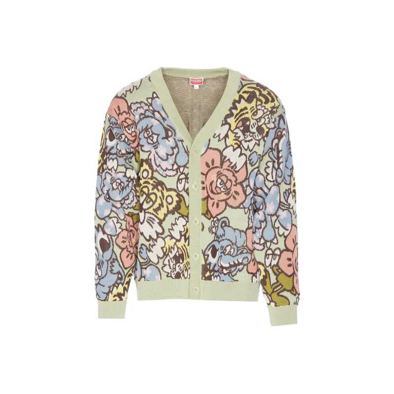 KENZO Floral Jacquard Verdy Cardigan-0