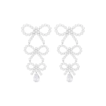 Self portrait Tiered Embellished Bow Earrings
