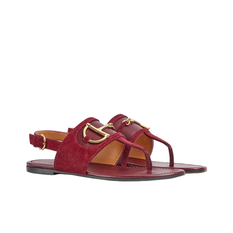 GUCCI Horsebit One Strap Sandals Women's Red-1