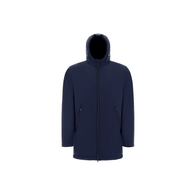 HERNO Long Sleeved Zip-Up Hooded Drawstring Raincoat-0
