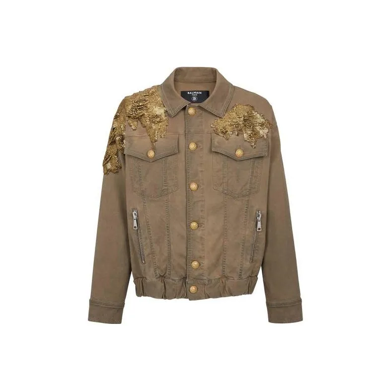 BALMAIN FW22 Denim Jacket Men's Khaki-0