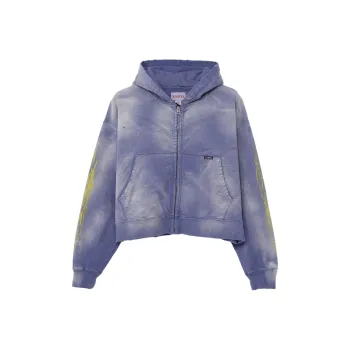 Maison Mihara Yasuhiro Zip-Up Bleached Hoodie Jackets Coats Men's Purple
