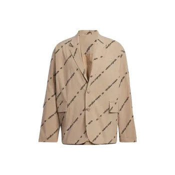 adidas originals Unisex Allover Logo Print Single Breasted Suit Brown