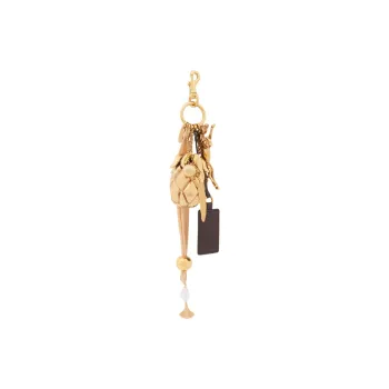 Chloe Brass, Copper Aluminum, Calfskin, Acrylic Resin Keychains Women's Gold