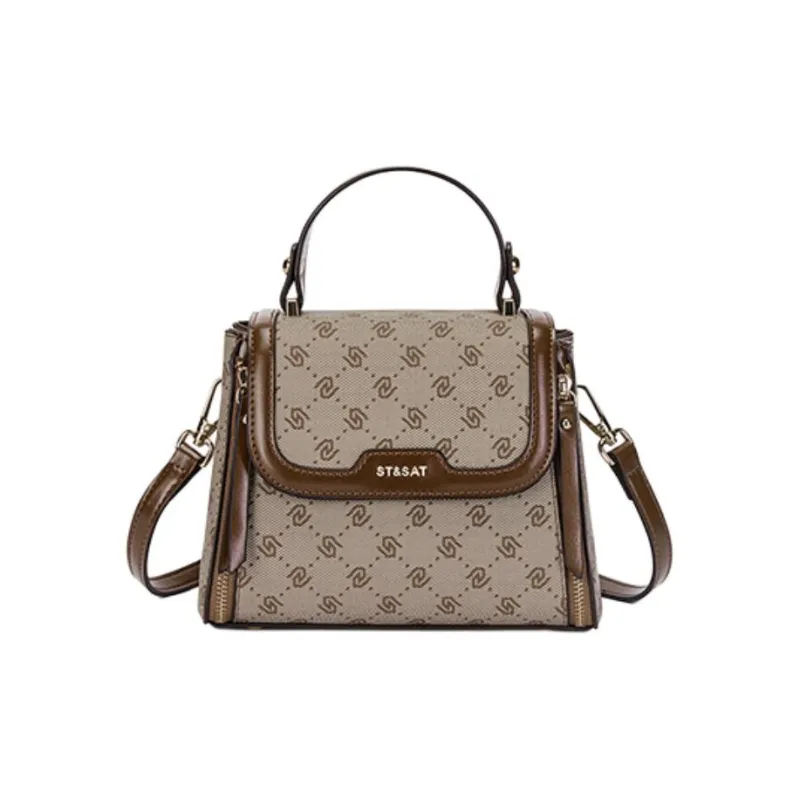 ST&SAT PVC Crossbody Handbags Regular Women's Coffee/Khaki-6