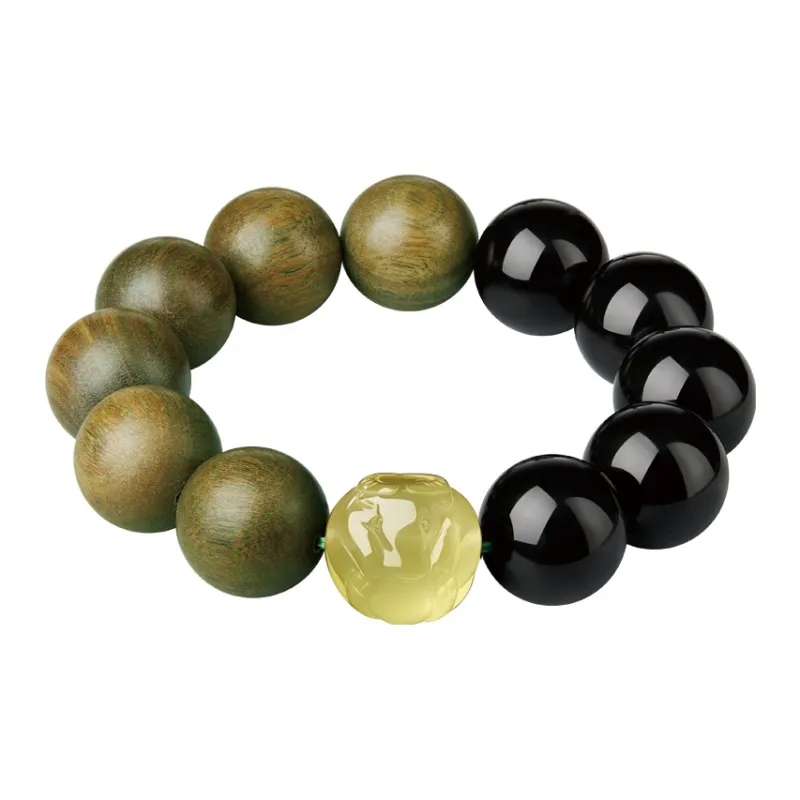 Moonstone Edge Green Sandalwood Wooden Bracelets Men's-1