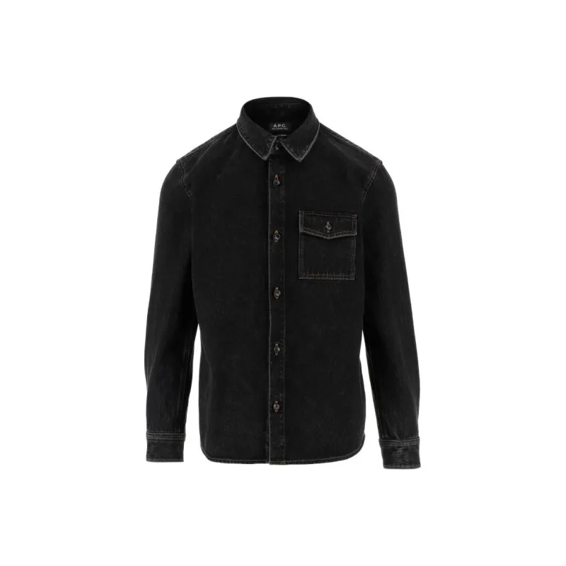 A.P.C Buttoned Long-Sleeved Denim Shirt-0