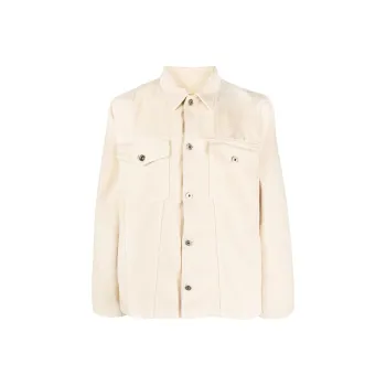 OFF WHITE Motif Embroidered Buttoned Denim Jacket