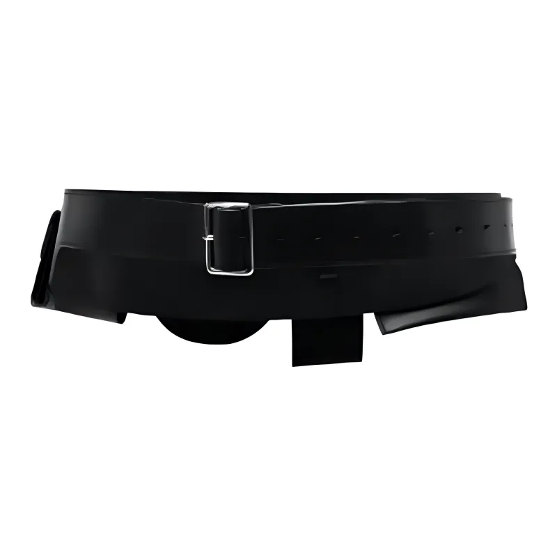 CDG Perforated Detail Pin Buckle Leather Belts Men's Black-0