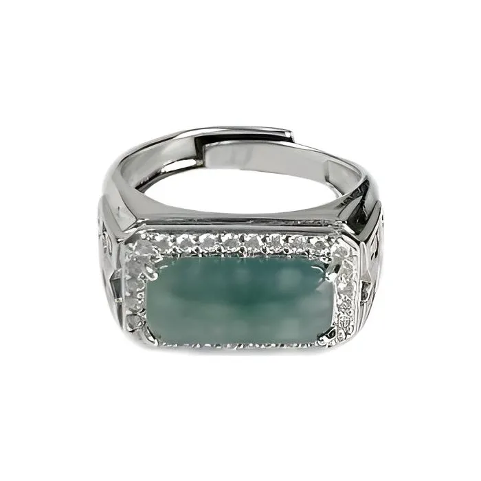 WENFUGE Bean Type Jadeite Rings Unisex-1