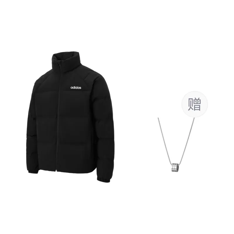 Adidas Down Jacket Unisex Black Comes With Necklace-0