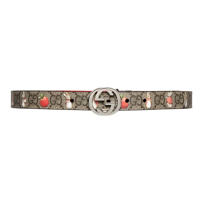 GUCCI Canvas Leather Belts Kids' Multicolor Width: 2cm-1