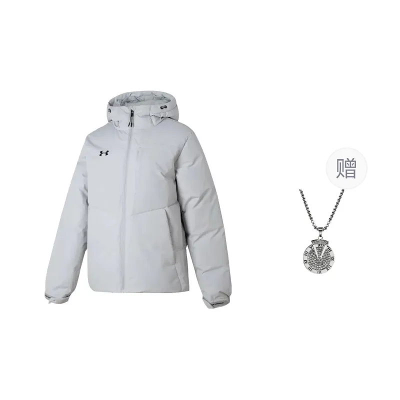 Under Armour Down Jacket Unisex Light Gray Comes With Necklace-0