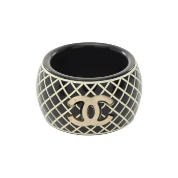 CHANEL Plastic Rings Women's Black