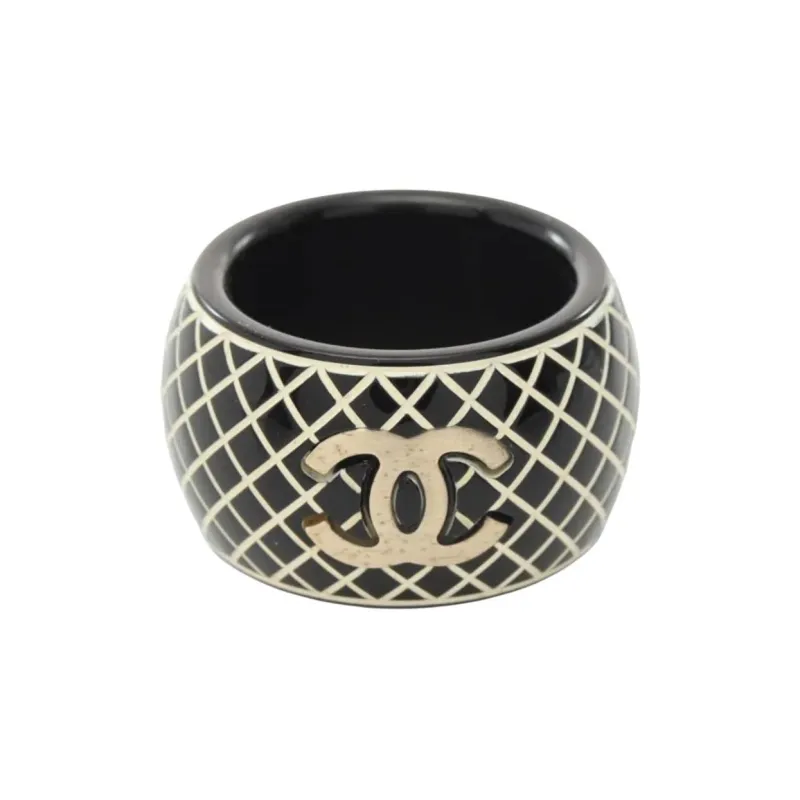 CHANEL Plastic Rings Women's Black-0