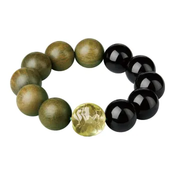 Moonstone Edge Green Sandalwood Wooden Bracelets Men's