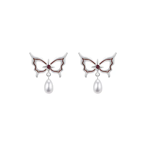 KEYS VIA Copper Alloy, Rhinestone, Silver Needle, Faux Pearl Stud Earrings Women's