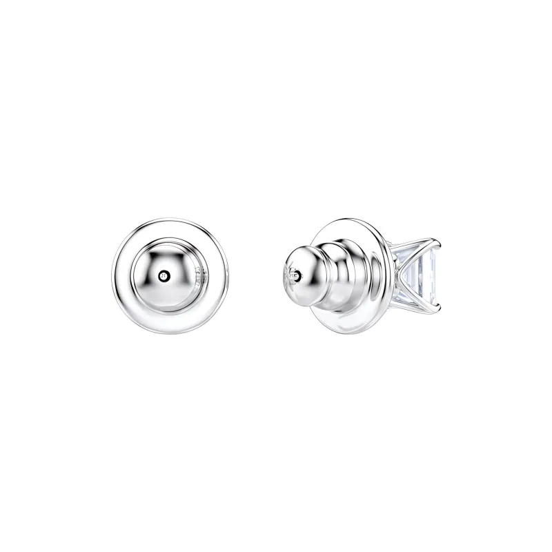 Swarovski Crystal Rhodium-plated Stud Earrings Unisex Blue-3