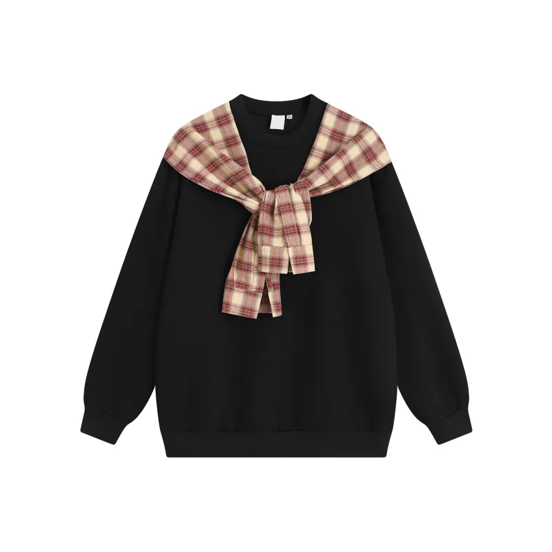 ACUOD BY CHANU Shawl Sweatshirt Spring Fall Hip Hop Mock Two Piece Couple Top Unisex-2
