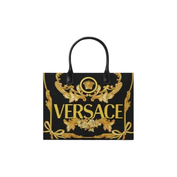 FANSIZHE La Medusa Cotton Tote Bag, Shopping Bag, Handbag Large Size Women's Black & Gold