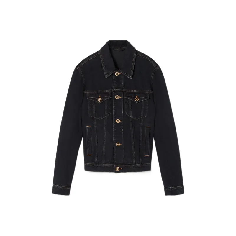 VERSACE Denim Jackets Men Black-0