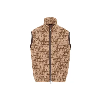 FENDI High Neck Zip Up Teddy Vest