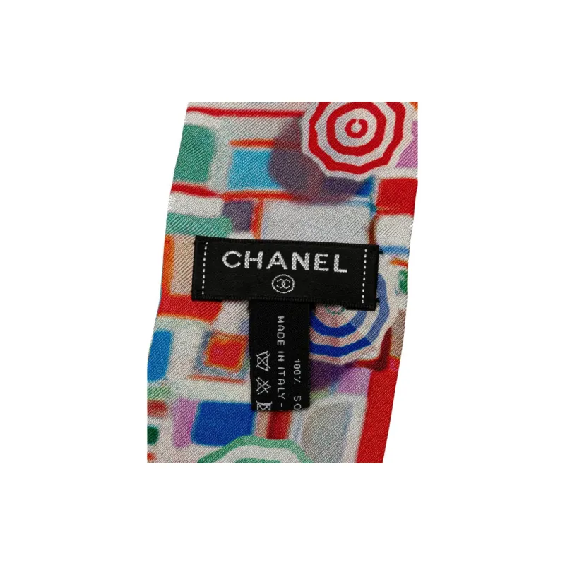 CHANEL 2000 2024 Printed Slim Bandeau Silk Scarf Scarves-1
