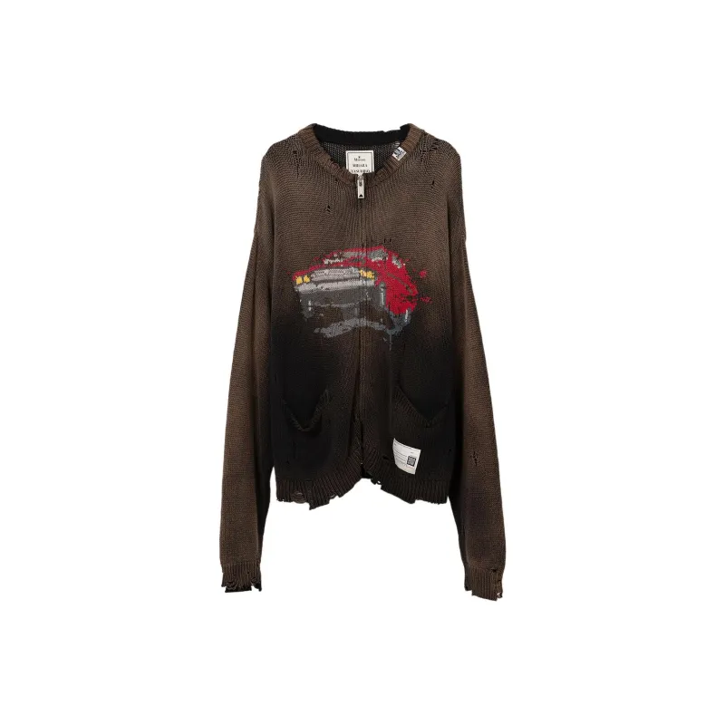 Maison Mihara Yasuhiro Zip Up Intarsia Knit Cardigan-0